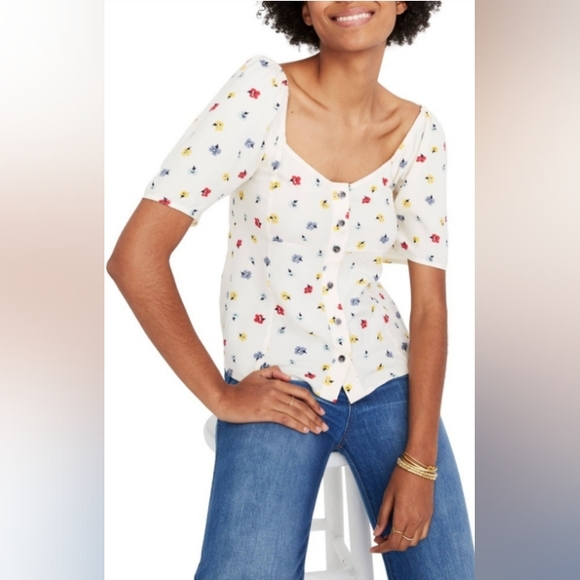 Madewell women's XS floral print blouse 100% viscose - Picture 1 of 17